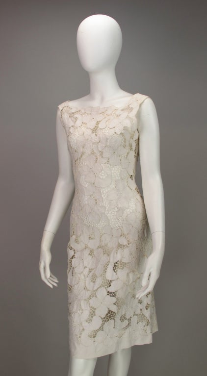 1950s Madeira white cutwork lace afternoon dress 2