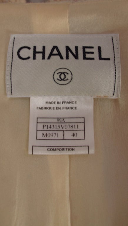 Chanel cream tweed ruffle trimed jacket and skirt 5