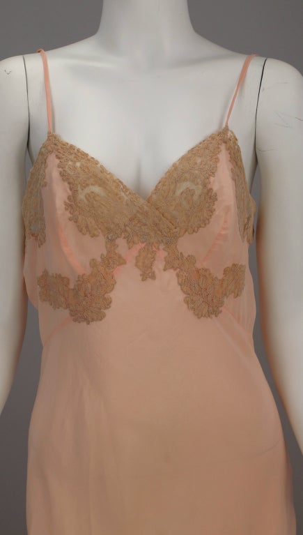 1930s Crepe de chine couture slip In Excellent Condition In West Palm Beach, FL