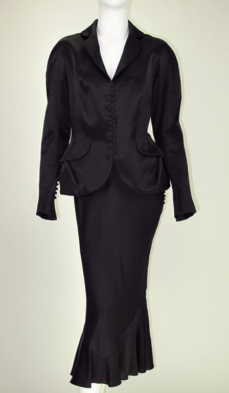Black satin suit John Galliano