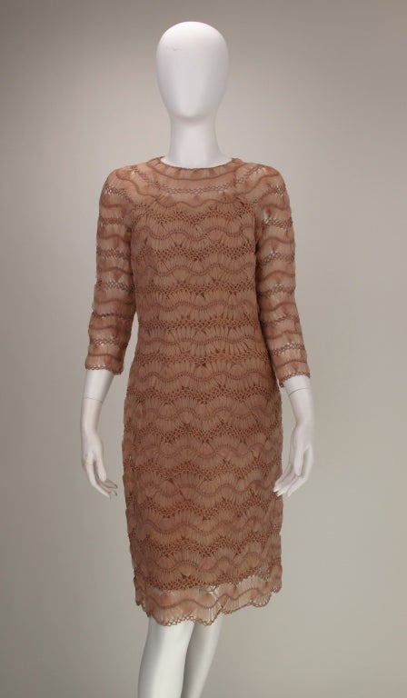 Brown Anna Giovannozzi 1950s silk ribbon knit dress