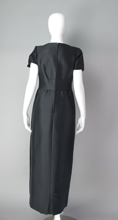 1960s Tiziani black rose gown & jacket In Excellent Condition In West Palm Beach, FL