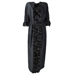 1960s Tiziani black rose gown & jacket