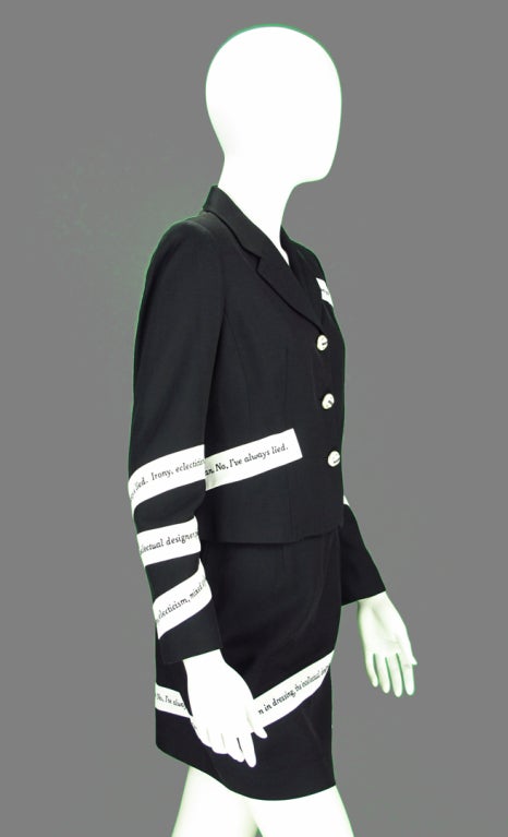 Black Moschino Irony of design suit