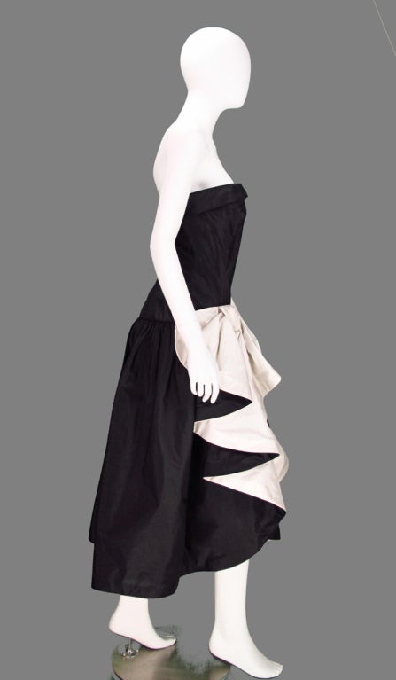 Black Mignon black and white cocktail gown 1980s
