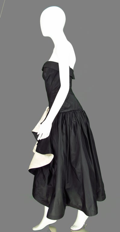 Mignon black and white cocktail gown 1980s 1