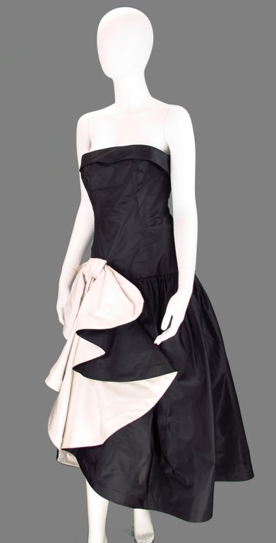 Mignon black and white cocktail gown 1980s 2