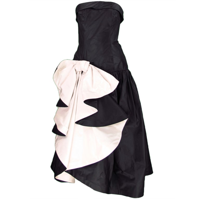 Mignon black and white cocktail gown 1980s
