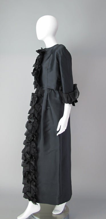 1960s Tiziani black rose gown & jacket 3