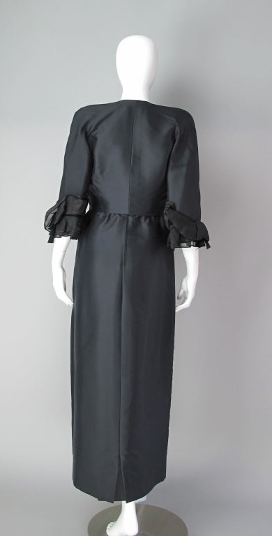 1960s Tiziani black rose gown & jacket 4