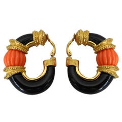 KJL coral & gold earrings