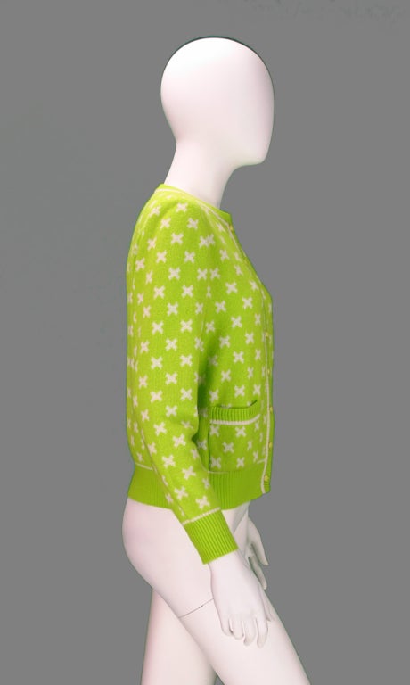 Courreges lime green X cardigan sweater 2