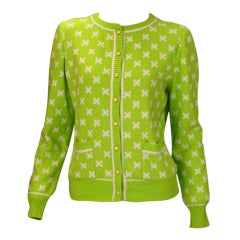 Courreges lime green X cardigan sweater