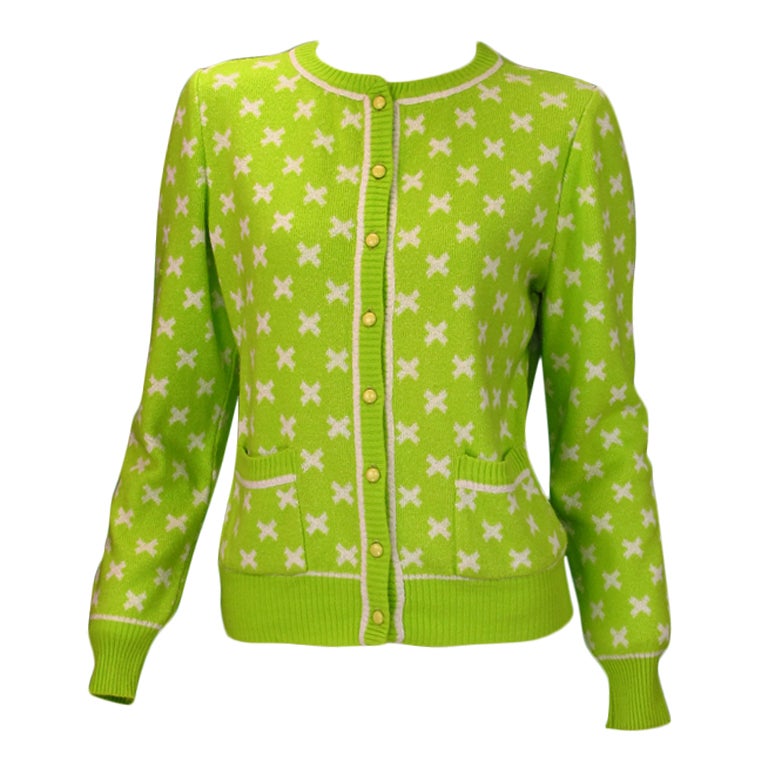 lime green cardigan sweater