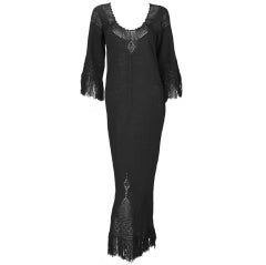 Giorgio di Sant'angelo black crochet boho fringe dress