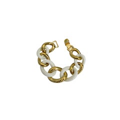 Vintage Givenchy white & gold big link bracelet
