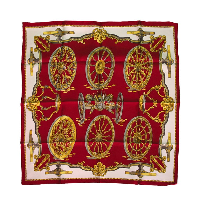 Foulard Hermès 1967 Roues de Canon Caty Latham Air France