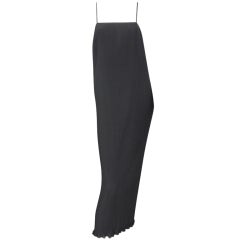 Reiko black knife pleated slip dress 1970s