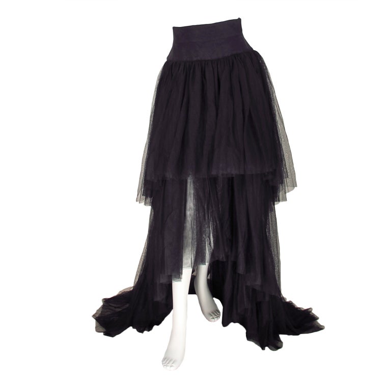 Chanel layered tulle skirt with train 1992