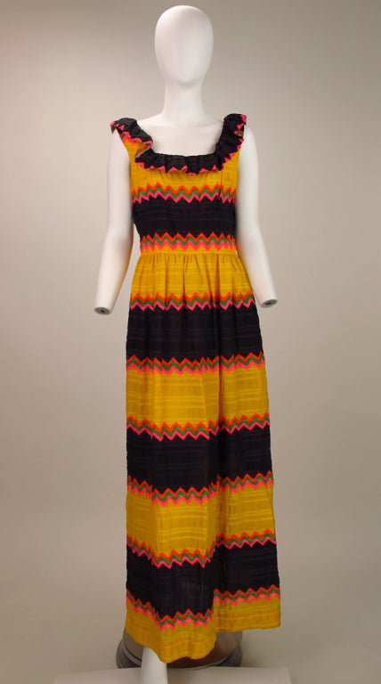 Traina zig zag maxi dress 1960s For Sale at 1stDibs