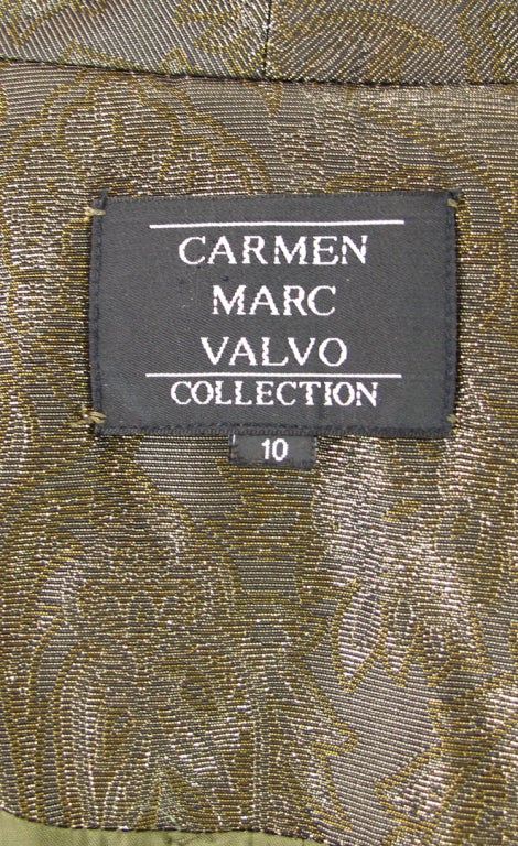 Gold bronze beaded cocktail suit Carmen Marc Valvo 5