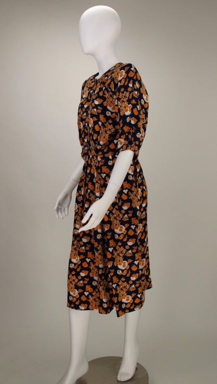 Yves St Laurent  YSL floral print day dress In Excellent Condition In West Palm Beach, FL