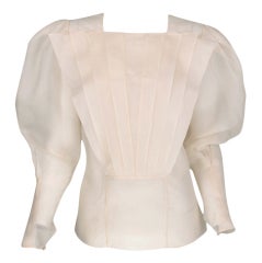 Vintage Cream silk balloon sleeve blouse