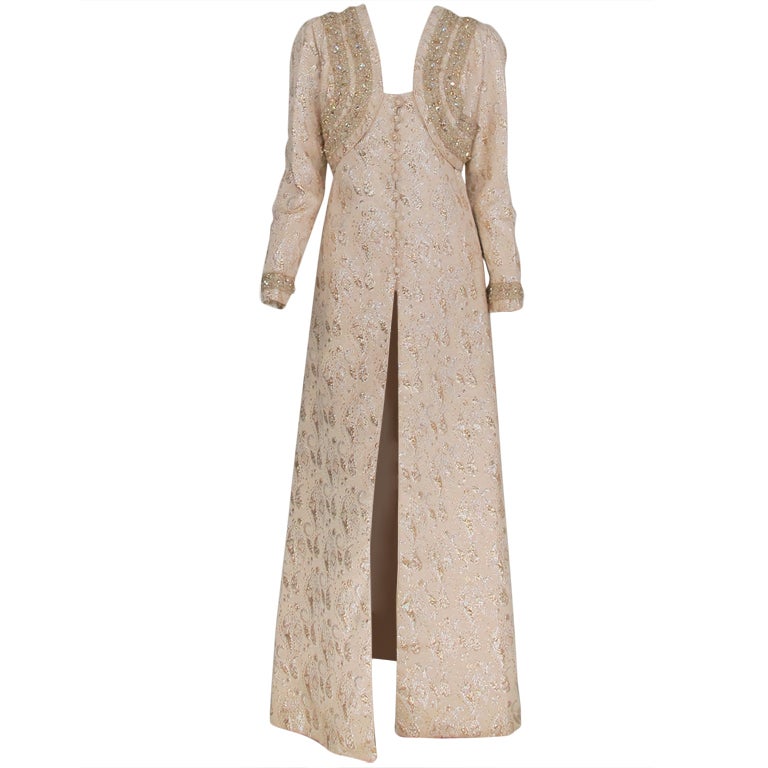 Mignon Paris, New York gold brocade evening coat 1960s