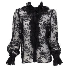 Yves St Laurent black lace blouse 1970s
