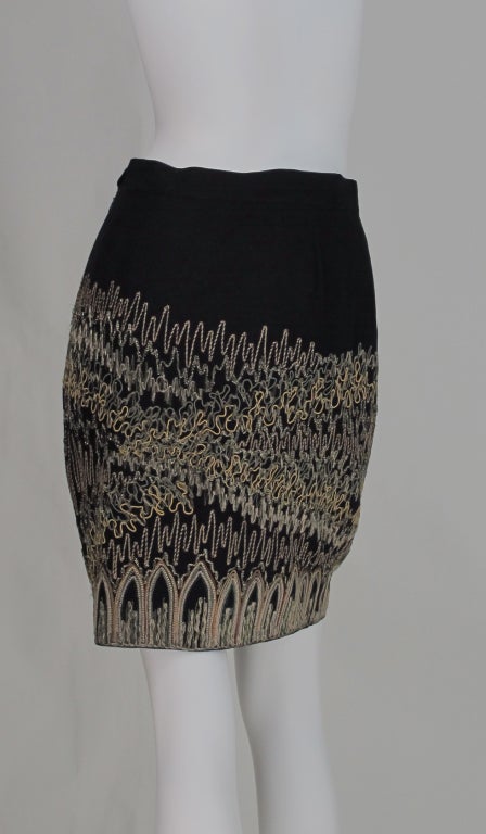 Women's 1990s Gianfranco Ferre embroidered silk skirt