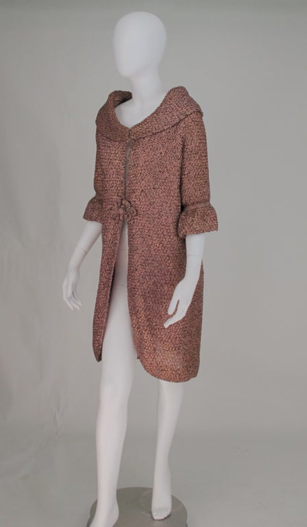 Women's Pink lurex ribbon knit evening coat 1950s