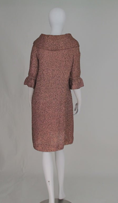 Pink lurex ribbon knit evening coat 1950s 2