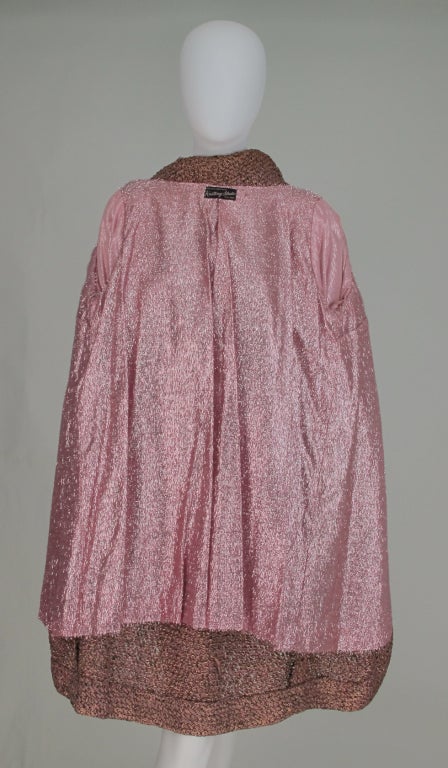 Pink lurex ribbon knit evening coat 1950s 5