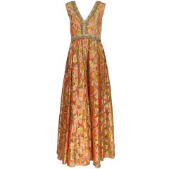 Malcolm Starr golden metallic maxi dress 1960s at 1stDibs