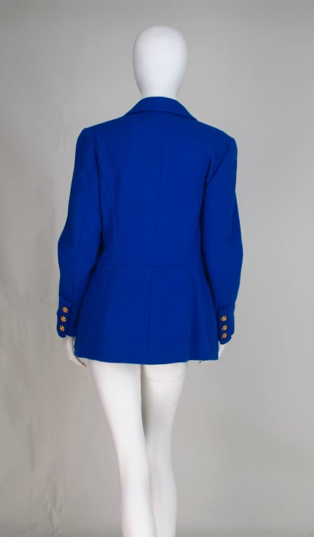 Chanel jewel button royal blue wool jacket, 1990s 1