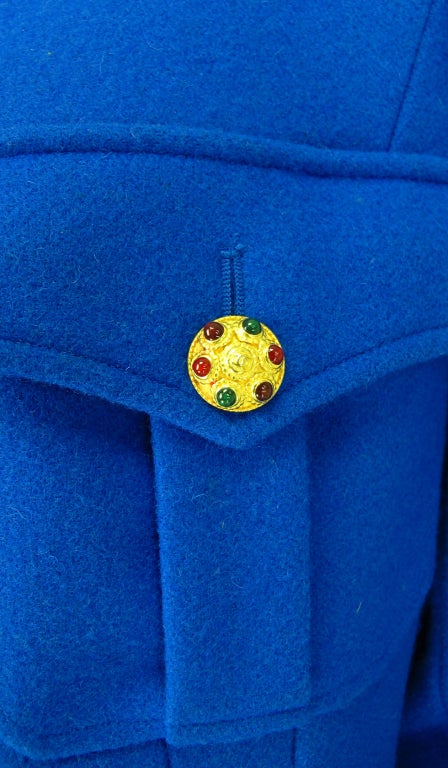 Chanel jewel button royal blue wool jacket, 1990s 3