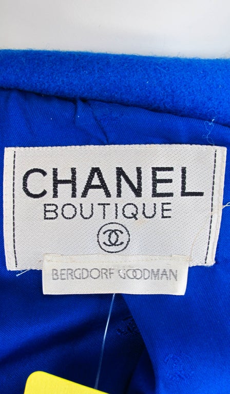 Chanel jewel button royal blue wool jacket, 1990s 5