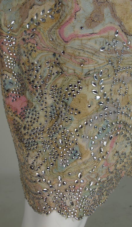 1990s Vera Wang gold lace & Swarovski crystal cocktail dress 3