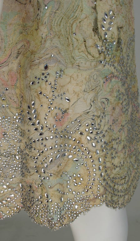 1990s Vera Wang gold lace & Swarovski crystal cocktail dress 4
