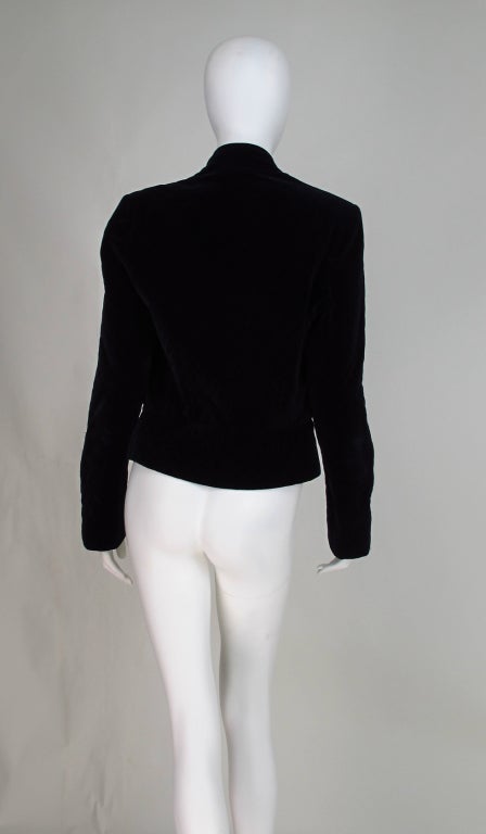 Women's 1970s Yves St Laurent YSL quilted velvet motorcycle jacket