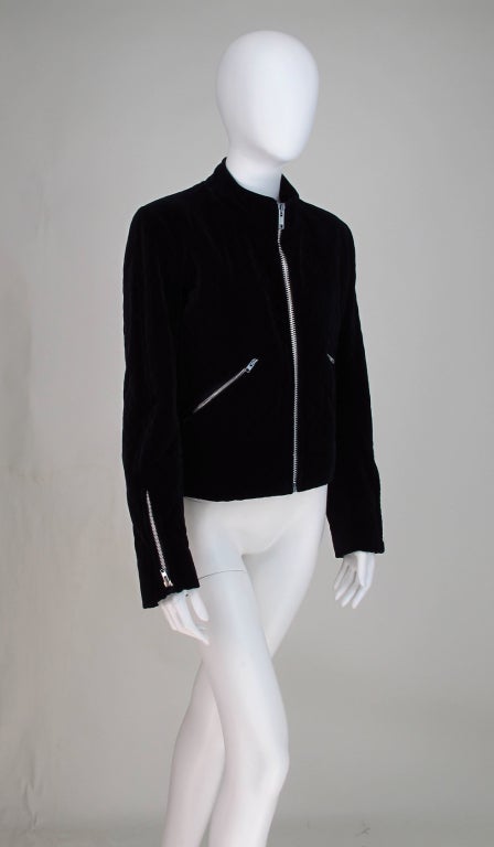 1970s Yves St Laurent YSL quilted velvet motorcycle jacket 2