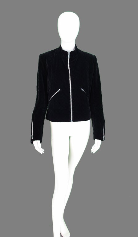 1970s Yves St Laurent YSL quilted velvet motorcycle jacket 4