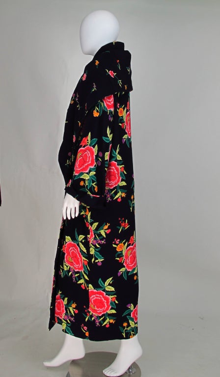 Norma Kamali printed reversible  maxi coat 1980s 2