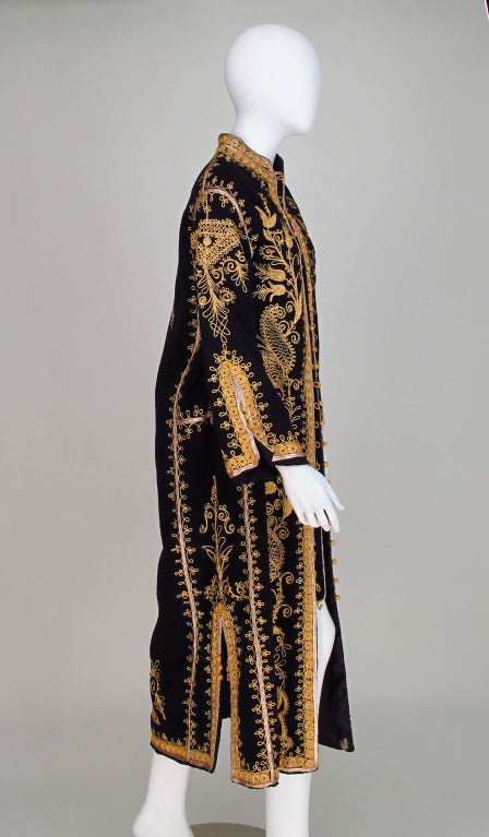 Gold and silver embroidered wool coat 1960s Morocco at 1stDibs