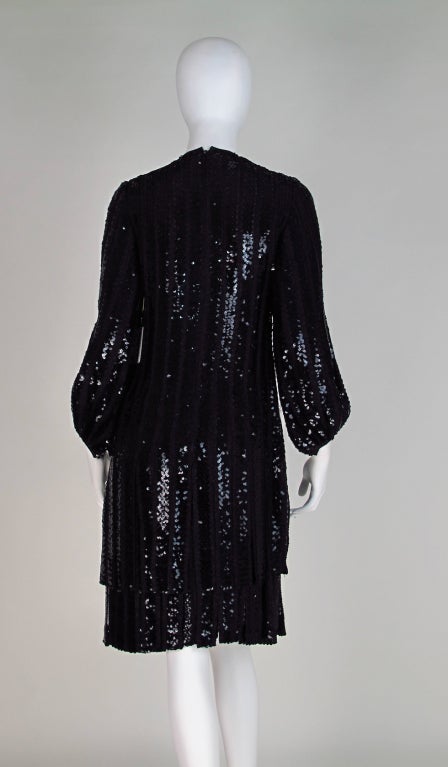 Women's 1970s James Galanos black sequin car wash dress