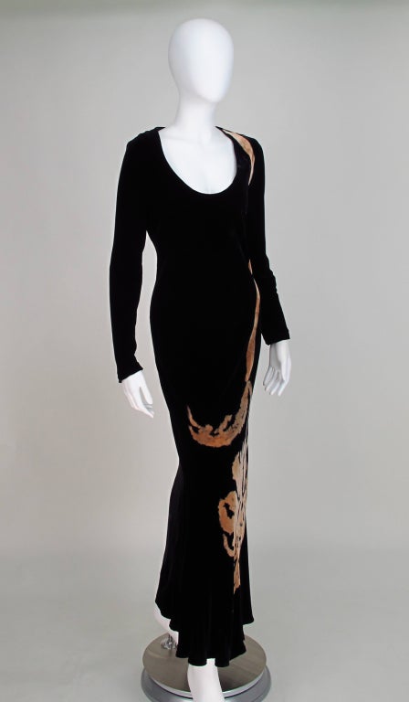 1990s SUsan Unger Art to wear painted velvet gown 2