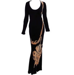 1990s SUsan Unger Art to wear painted velvet gown