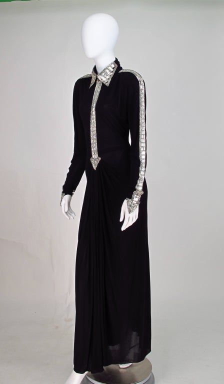 Karl Lagerfeld for Chloe  diamante arrow gown 1970s 1