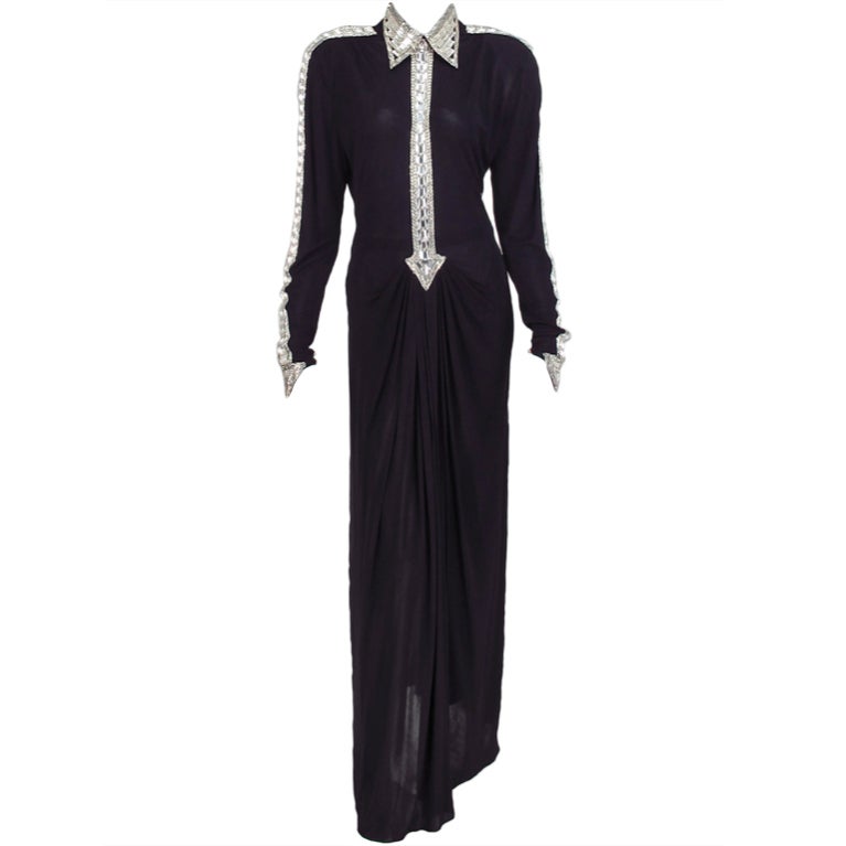 Karl Lagerfeld for Chloe diamante arrow gown 1970s at 1stdibs