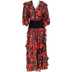 Diane Fres Limited edition silk & velvet gypsy dress